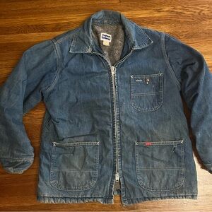 Vintage BigSmith work chore barn coat denim sz 46 XL blanket lined